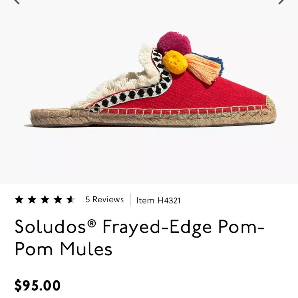 never worn soludos pom mule